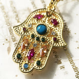 Vintage Hand of Fatima Charm Necklace 925 Silver Turquoise Gift