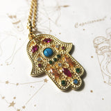 Vintage Hand of Fatima Charm Necklace 925 Silver Turquoise Gift