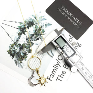 Charm Necklace Moon & Golden Sun Spring Jewelry Gift Women Girls
