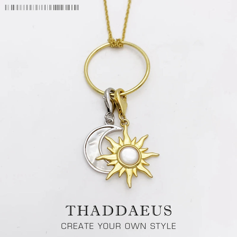 Charm Necklace Moon & Golden Sun Spring Jewelry Gift Women Girls