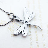 Pink Dragonfly Charm Necklace 925 Sterling Silver
