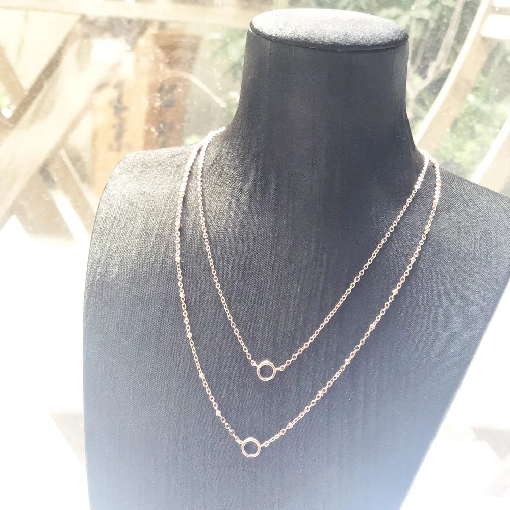 925 Silver Charm Necklace Double Chain Jewelry Gift