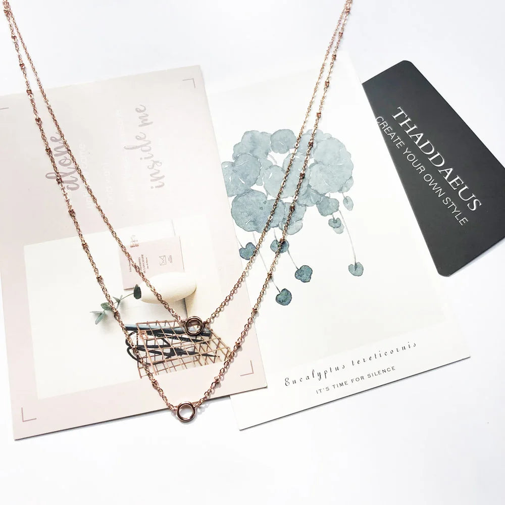 925 Silver Charm Necklace Double Chain Jewelry Gift