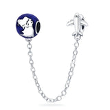 Ley 925 Silver Dolphin and Dog Paws Safety Chain for 3mm Bracelet DIY Jewelry