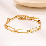 Charm Paperclip Chain Bracelet, Rectangular Link Stainless Steel Bangle