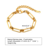 Charm Paperclip Chain Bracelet, Rectangular Link Stainless Steel Bangle