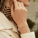 Charm Paperclip Chain Bracelet, Rectangular Link Stainless Steel Bangle