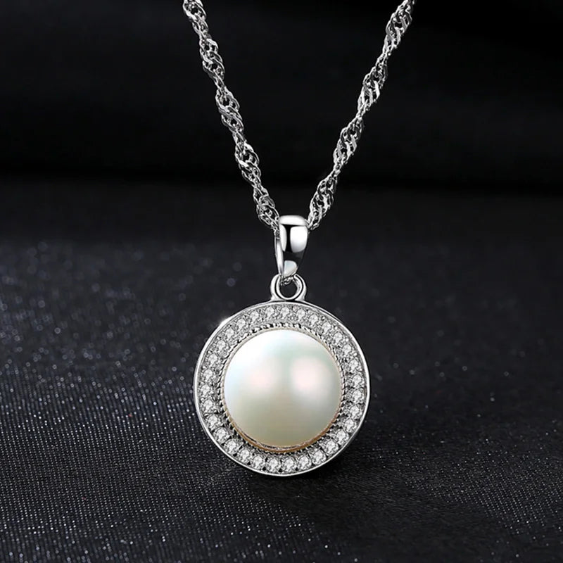 Freshwater Pearl Necklace Pendant Sterling Silver Jewelry