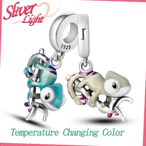 925 Silver Charm Pendant for Bracelet, Chameleon Temperature Changing DIY Gift