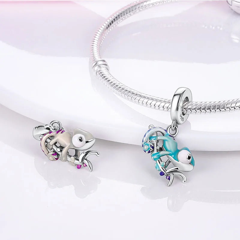 925 Silver Charm Pendant for Bracelet, Chameleon Temperature Changing DIY Gift