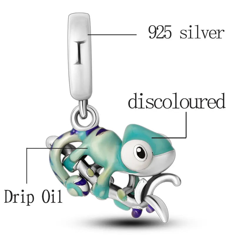 925 Silver Charm Pendant for Bracelet, Chameleon Temperature Changing DIY Gift
