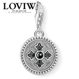Charm Pendant Cross Disc Summer Jewelry Vintage silver-plate Gift
