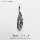 Feather Charm Pendant, Vintage Jewelry for Women Men, Fits Bracelet