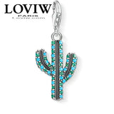 Cactus Charm Pendant Silver-Plated Jewelry for Women Men