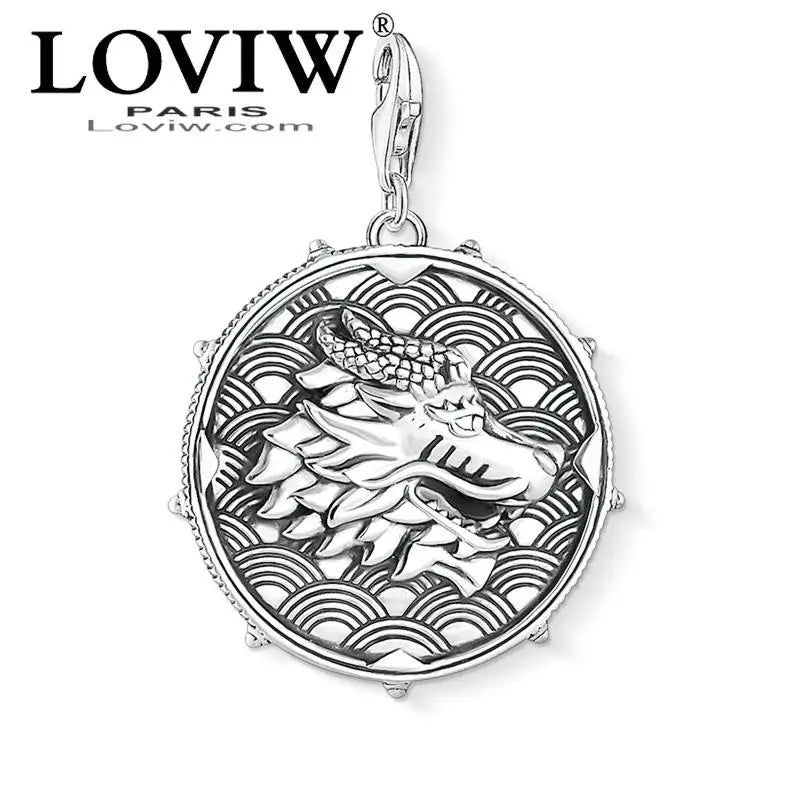 Dragon & Tiger Charm Pendant Disc Jewelry Punk Gift For Women Men