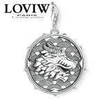 Dragon & Tiger Charm Pendant Disc Jewelry Punk Gift For Women Men