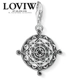 Vintage Compass Charm Pendant Silver-plate Jewelry Gift