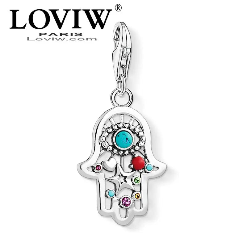Hand of Fatima Charm Pendant Silver-Plate Ethnic Jewelry