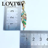 Golden Feather Charm Pendant, Jewelry Gift for Women Men