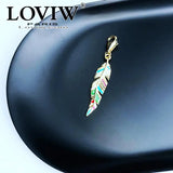 Golden Feather Charm Pendant, Jewelry Gift for Women Men