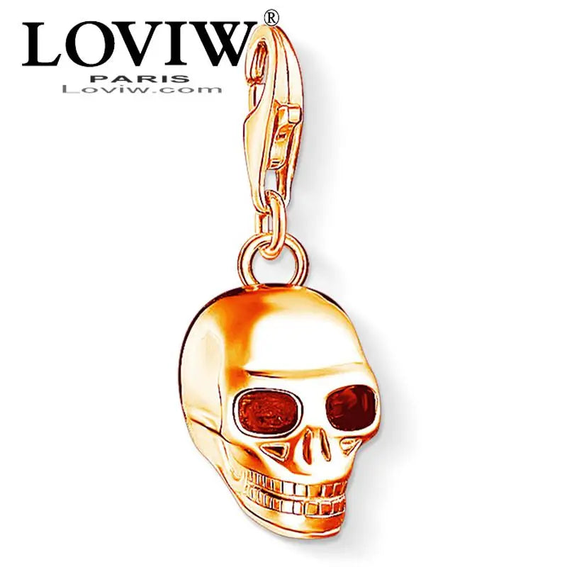 Pink Skull Charm Pendant Jewelry Punk Gift For Women