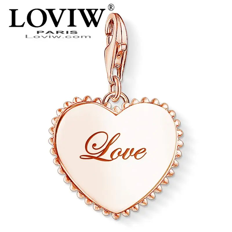 Rose Golden Heart Charm Pendant - Romantic Pure Gift for Women