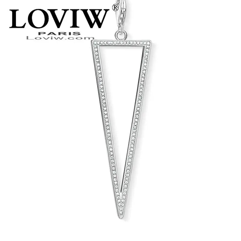 Triangle Hollow Charm Pendant Silver-Plate Jewelry for Women - Gift