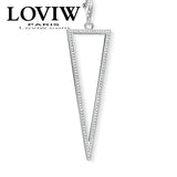 Triangle Hollow Charm Pendant Silver-Plate Jewelry for Women - Gift