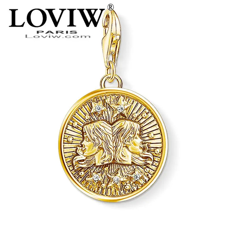Zodiac Gemini Star Sign Charm Pendant Jewelry Gift For Women Men