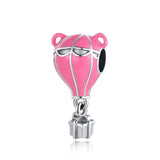 925 Silver Pink Flower Beads Charms for Bracelet