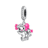 925 Silver Pink Flower Beads Charms for Bracelet