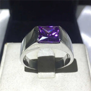 Purple Amethyst Stone Rings S925 Silver Filled Wedding Bands