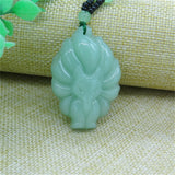 Hand-Carved Nine Tail Fox Jade Pendant Necklace Crystal Amulet