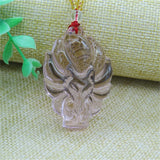 Hand-Carved Nine Tail Fox Jade Pendant Necklace Crystal Amulet
