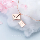925 Silver Envelope Pendant Necklace Romantic Jewelry Gift
