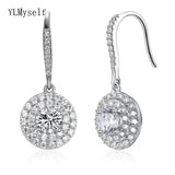 925 Sterling Silver Round Crystal Hook Earrings