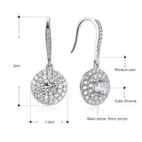 925 Sterling Silver Round Crystal Hook Earrings