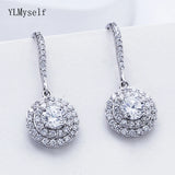 925 Sterling Silver Round Crystal Hook Earrings