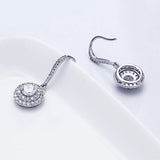 925 Sterling Silver Round Crystal Hook Earrings