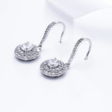 925 Sterling Silver Round Crystal Hook Earrings