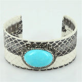 Real Snakeskin Cuff Bangle Natural Stone Women Open Bangle Bracelet