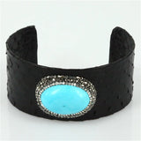 Real Snakeskin Cuff Bangle Natural Stone Women Open Bangle Bracelet