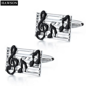 Music Mens Dress Cufflinks Enamel Charm Rectangle Jewelry