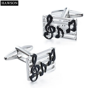 Music Mens Dress Cufflinks Enamel Charm Rectangle Jewelry