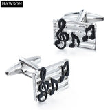 Music Mens Dress Cufflinks Enamel Charm Rectangle Jewelry