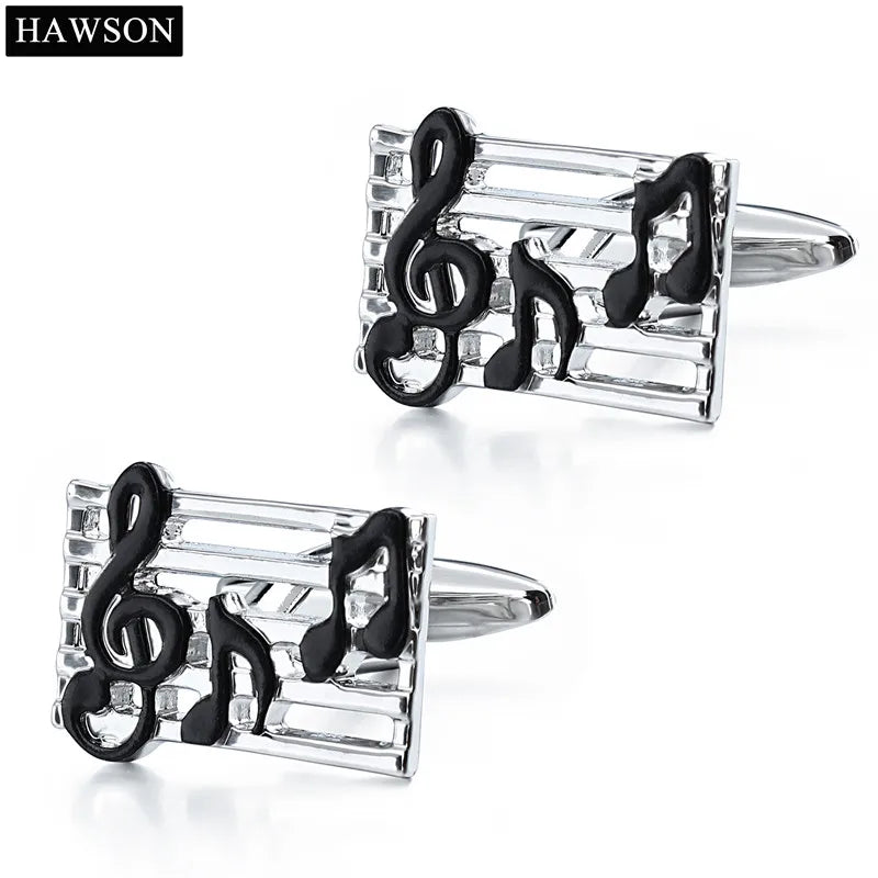 Music Mens Dress Cufflinks Enamel Charm Rectangle Jewelry