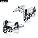 Music Mens Dress Cufflinks Enamel Charm Rectangle Jewelry