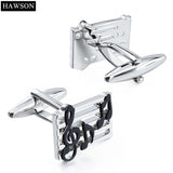 Music Mens Dress Cufflinks Enamel Charm Rectangle Jewelry