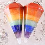 Charm Reiki Pyramid Hexagonal Pendulum Bead Chain Pendant Gem Jewelry Gift