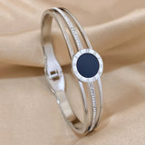 Roman Numerals Stainless Steel Bracelet 18K Plated Cuff Bangle